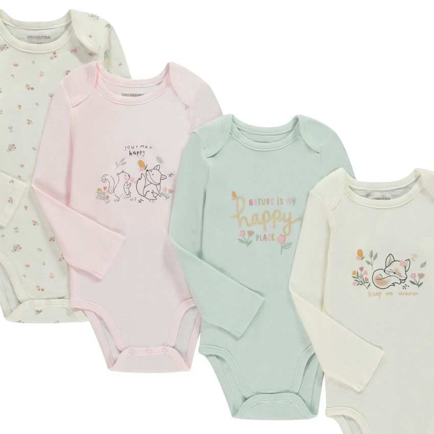Lot de 7 bodies fantaisie en maille côte pour bébé fille  