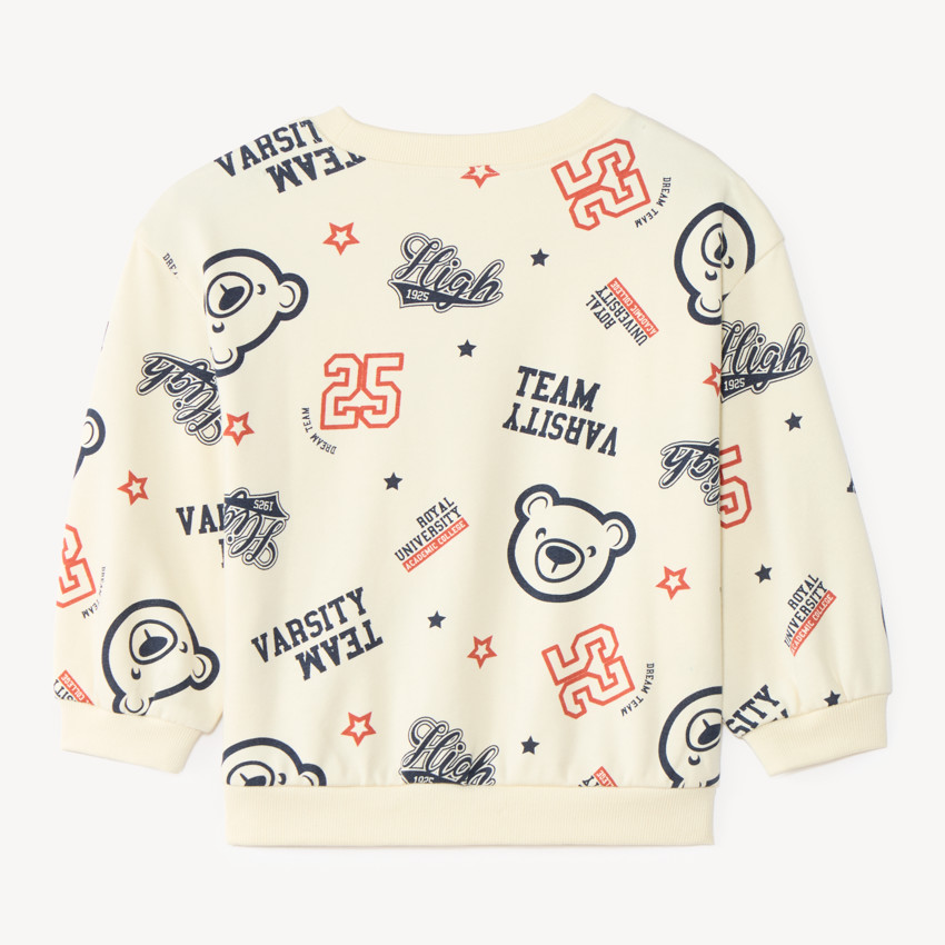 Sweatshirt in half oversized fleece for baby boy with fancy print 