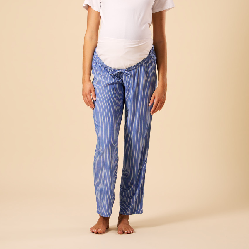 Zwangere gestreepte pyjamabroek met hoge hoofdband 