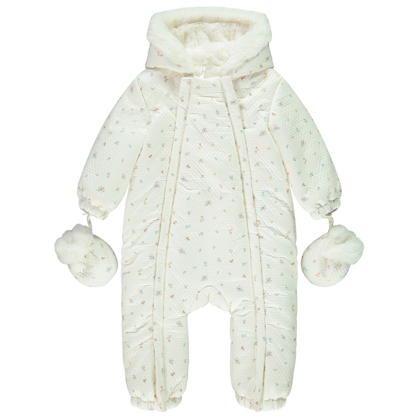 Combi-pilote imprimé fleurs pour bébé fille avec finitions différentes selon l'âge 