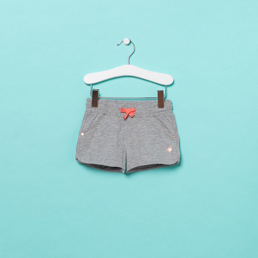 Korte jersey short met flamingo print 