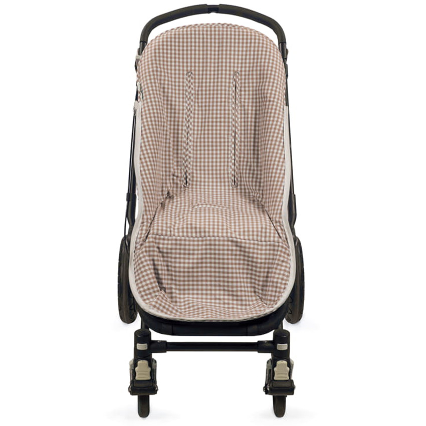 Voetenzak kinderwagen tussenseizoen universeel Vichy/Stripes Moka 