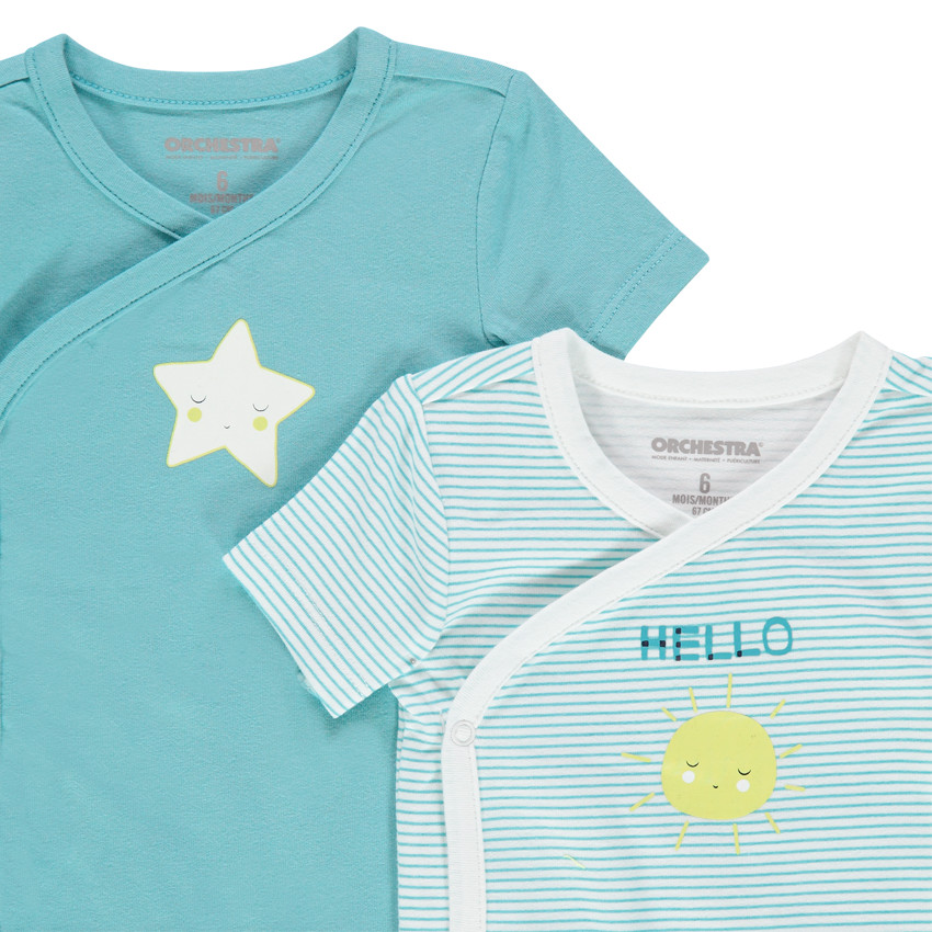 Lot de 2 bodies manches courtes print étoile et soleil 