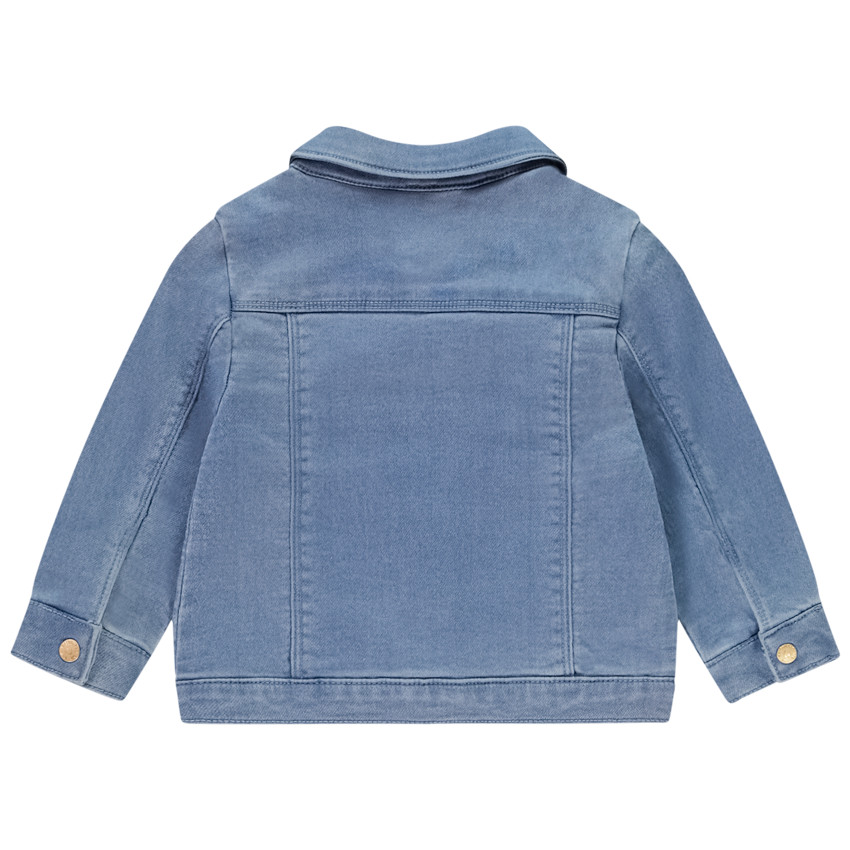Veste effet jean avec empiècement volantée + boutons fantaisie pour bébé fille 