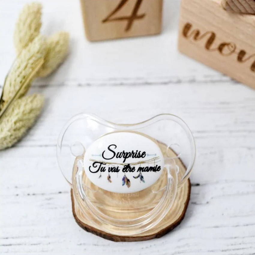 Sucette en siliconne 0/6M - "Surprise, tu vas être mamie" 