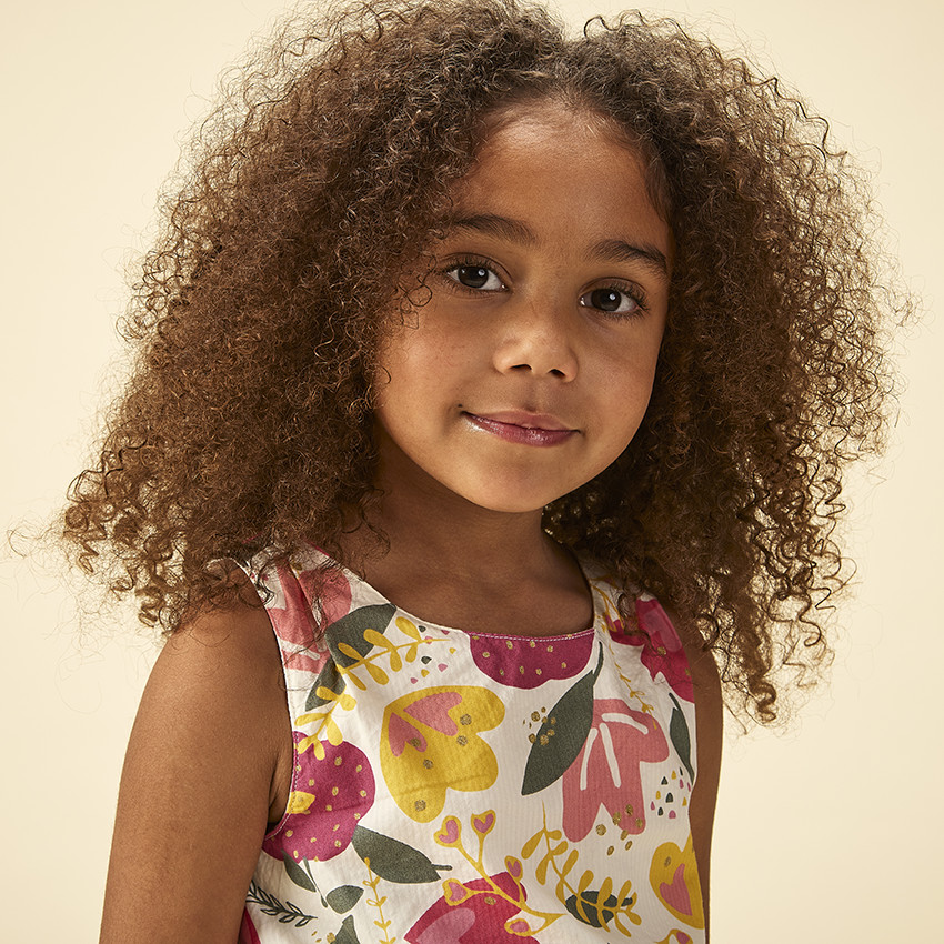 Robe sans manches imprimé floral à fentes latérales pour fille 