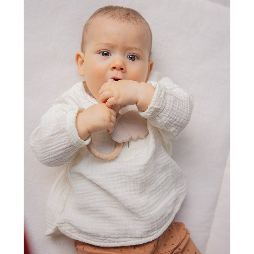 Bijtring silicone Vlinder Nougat 