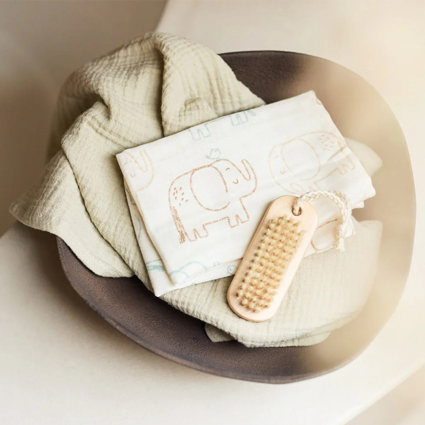 Lange Tetra gaze de coton Large - 115x115 cm - Elephant Tales - 2 pcs 