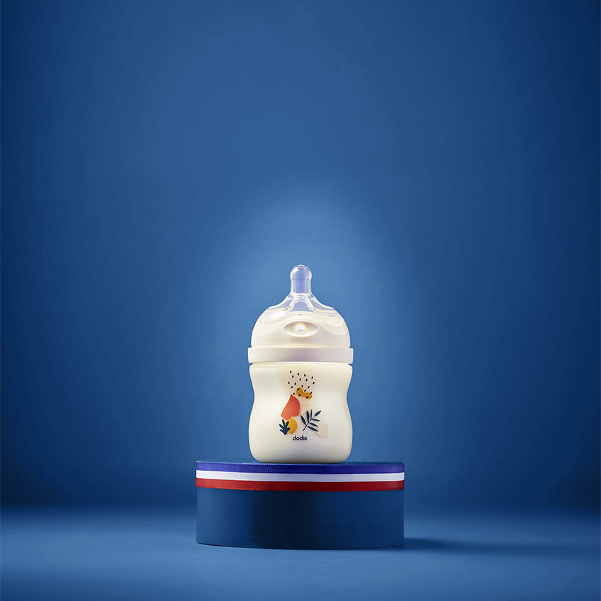 Biberon à tétine multi-perforée débit 1 anti-colique 150 ml rose 