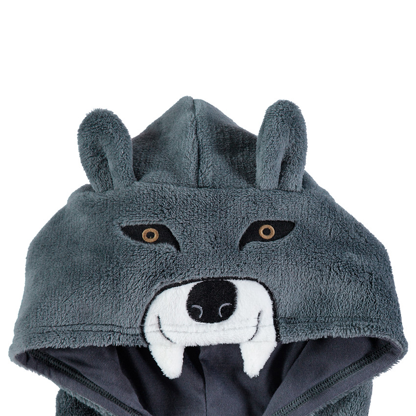 Surpyjama loup en polaire avec détails en relief 