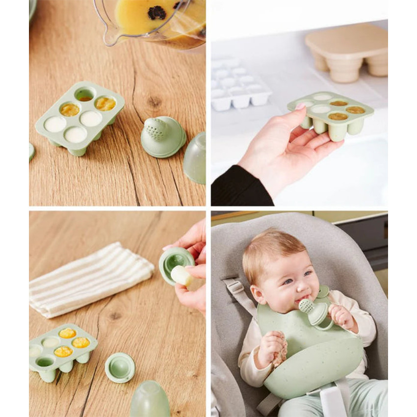 Set van siliconen bakjes en Fruit knabbelaar 