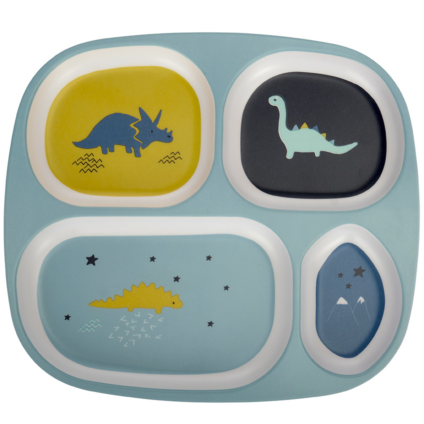 Assiettes à compartiments en mélaminé - Mes amis les dinos 