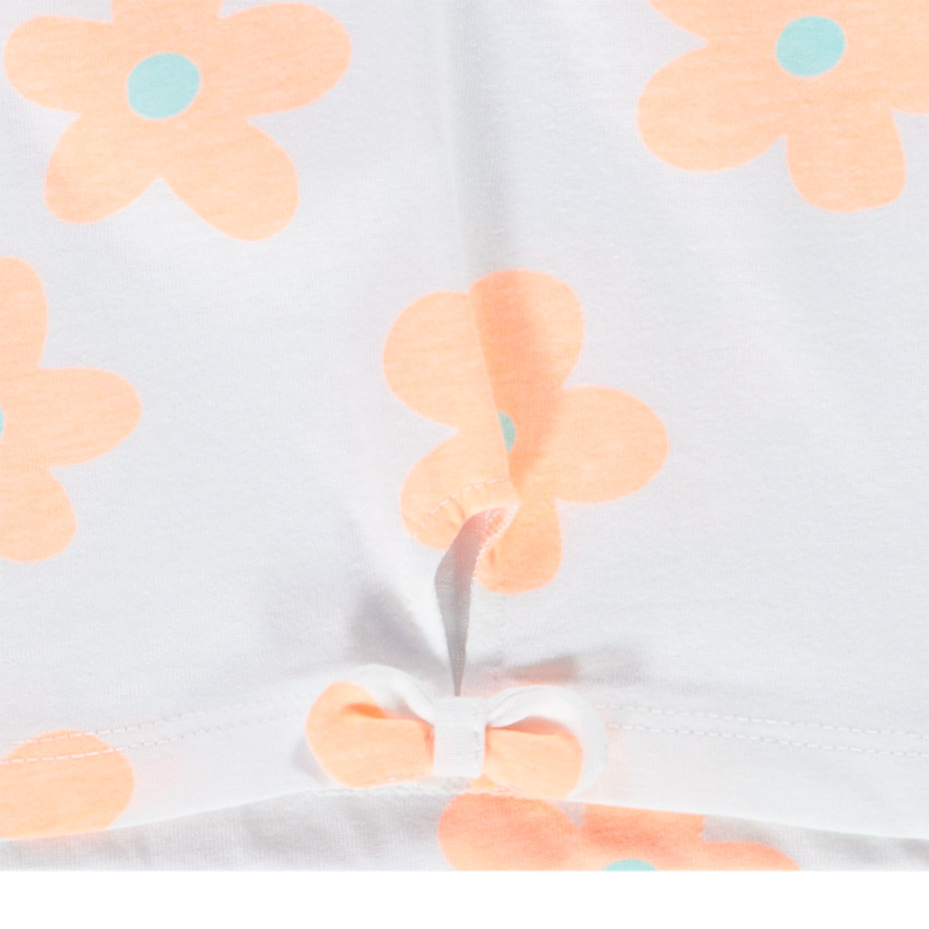 T-shirt met korte mouwen, met bloemenprint, voor meisjes, met decoratieve knoop 