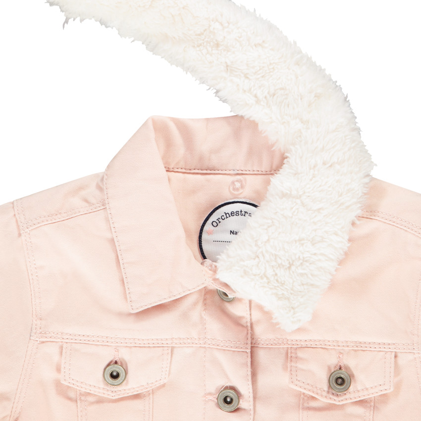 Veste en jean avec col et doublure en sherpa pour fille 