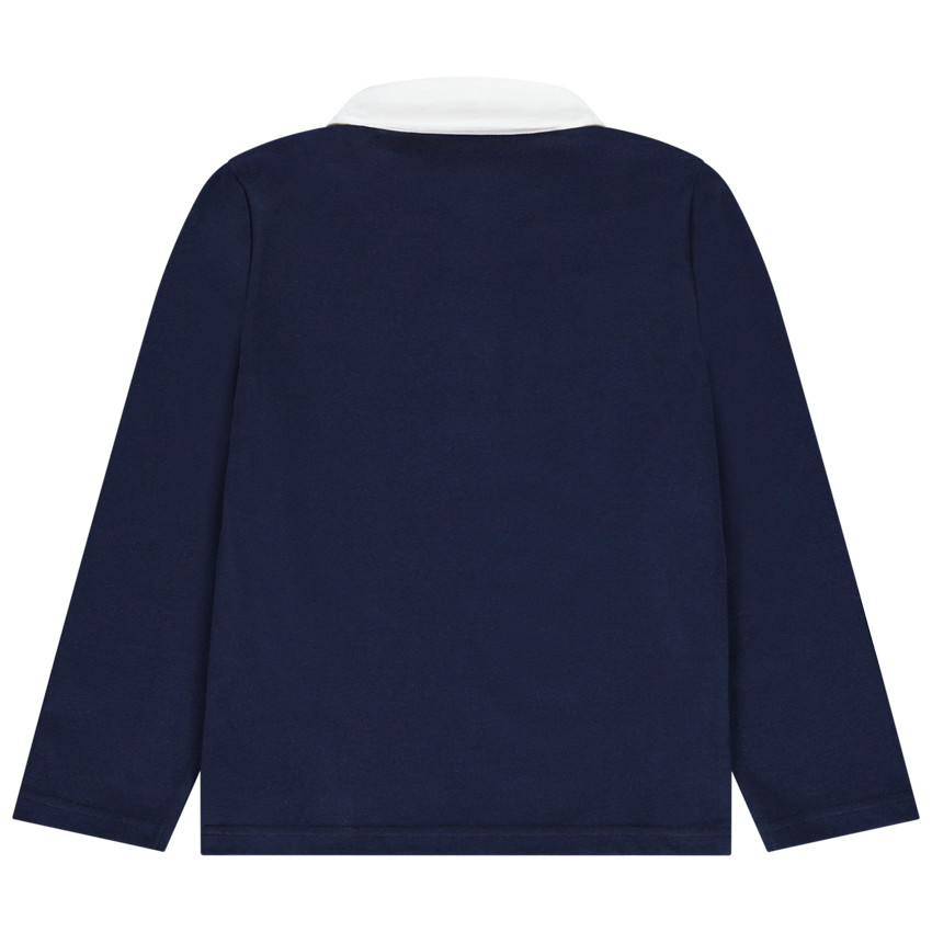 Polo manches longues brodé et bicolore garçon 