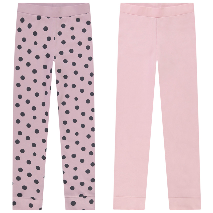 Lot de 2 pyjamas en jersey imprimé pois pour fille 