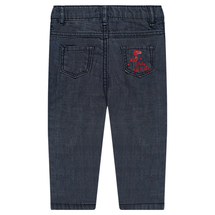 Jeans effet crinkle doublé jersey avec poche printée 