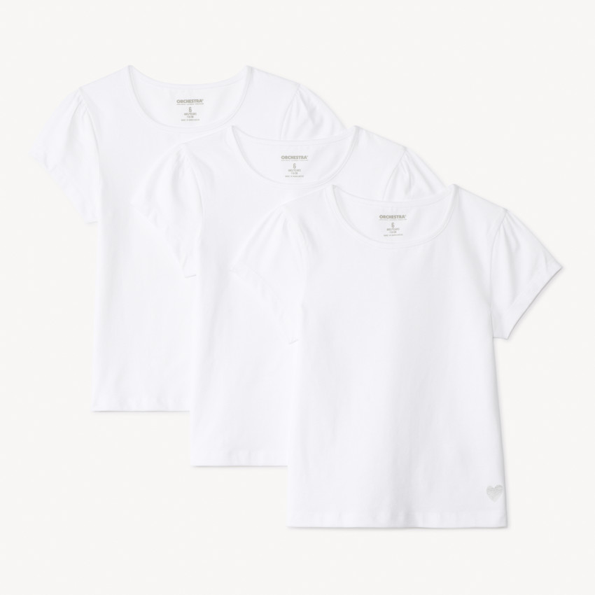 Set van 3 t-shirts met korte mouwen en glanzende hartprint voor meisjes 