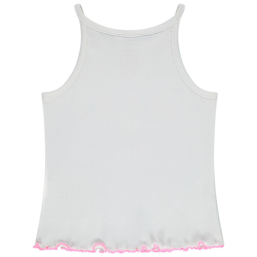 Débardeur côtelé à broderie multicolore et print pour fille 