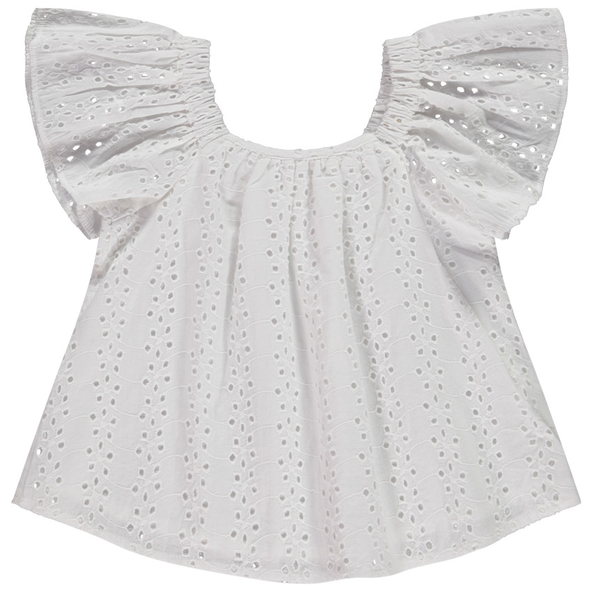 Top manches courtes en broderie anglaise pour fille 