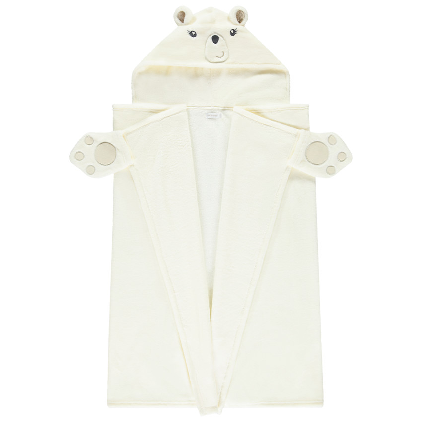 Plaid ludique à capuche ours polaire en sherpa pour enfant 