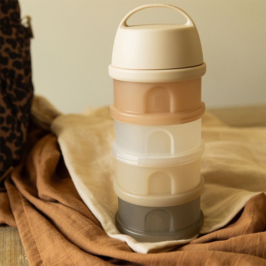 Boîte doseuse de lait translucide 4 compartiments argile 
