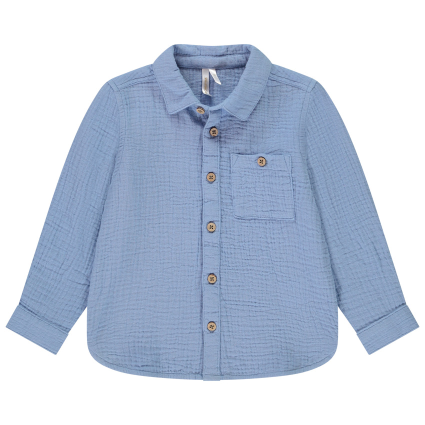 Chemise manches longues en tetra uni pour bébé garçon 