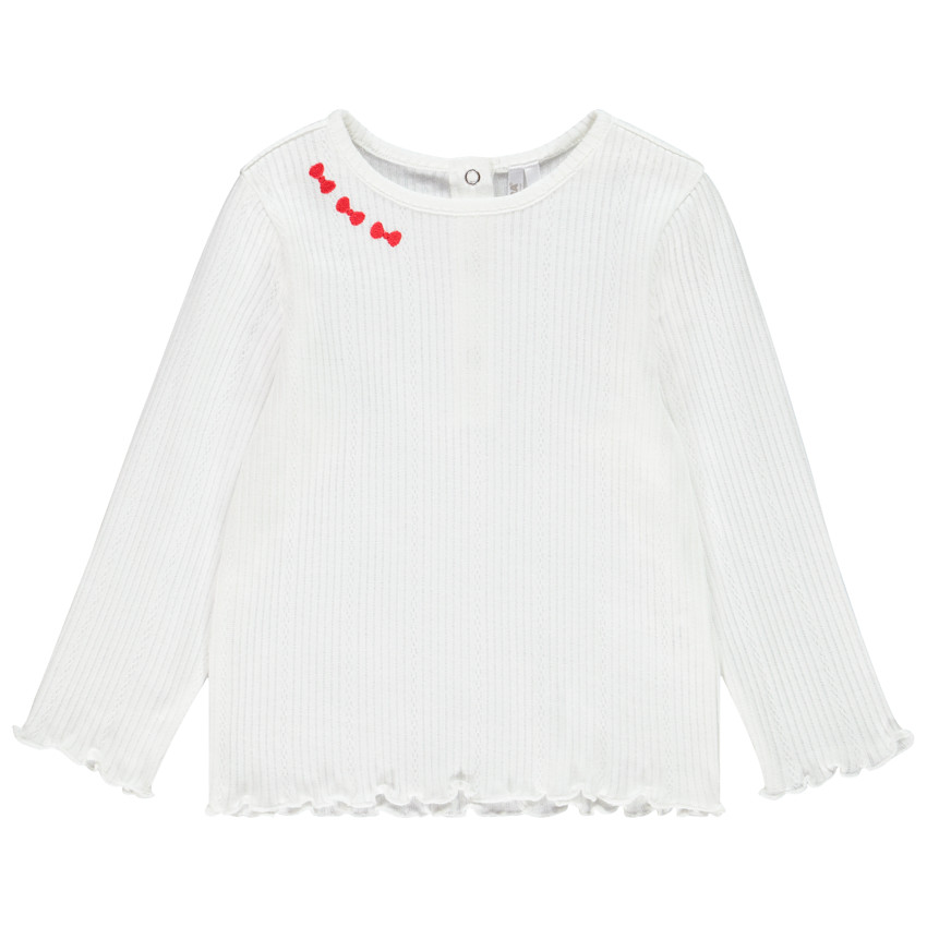 Geribd T-shirt van biokatoen met lange mouwen voor babymeisjes 