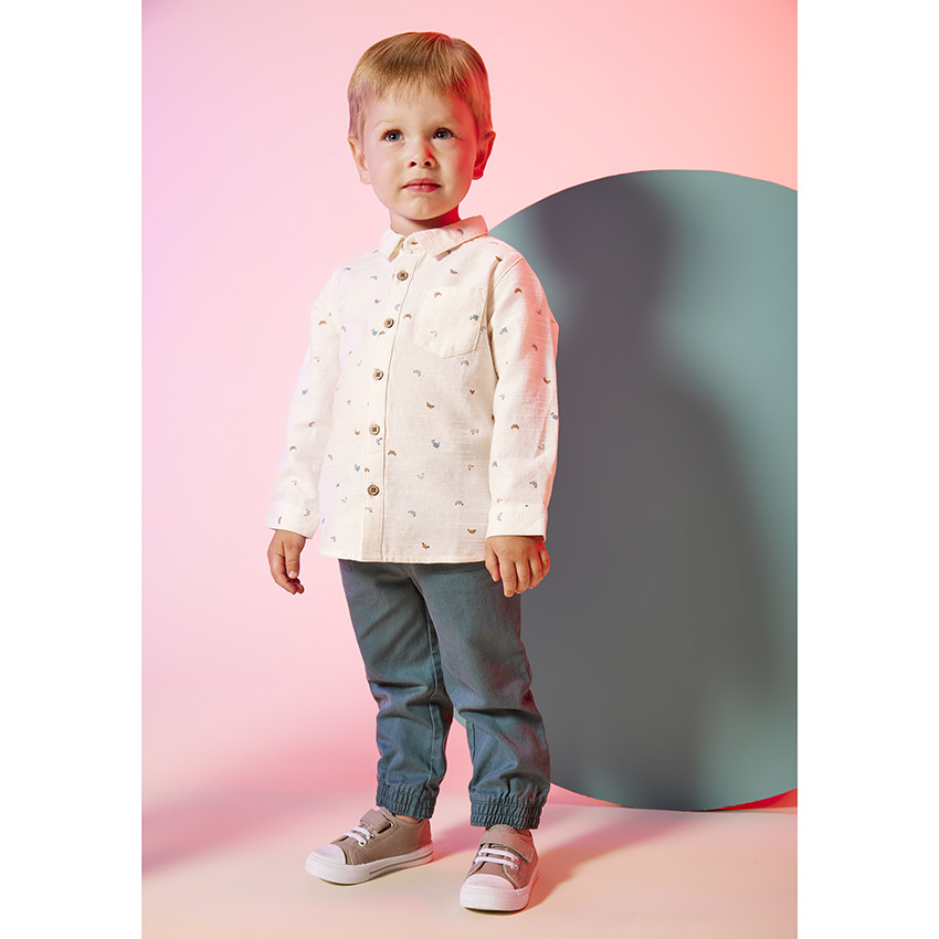 Hemd lange mouwen met voertuigenprint voor baby jongen 