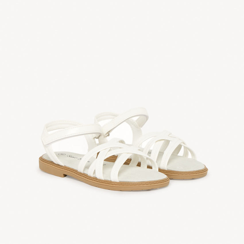 Witte sandalen met kruisbandjes voor meisjes 