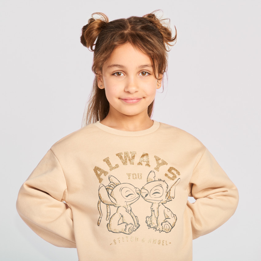 Robe uni en molleton glitter avec print Stitch Disney pour fille 