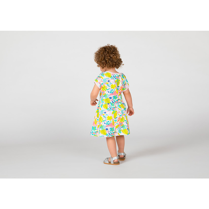 Robe manches courtes imprimé tropical pour bébé fille 