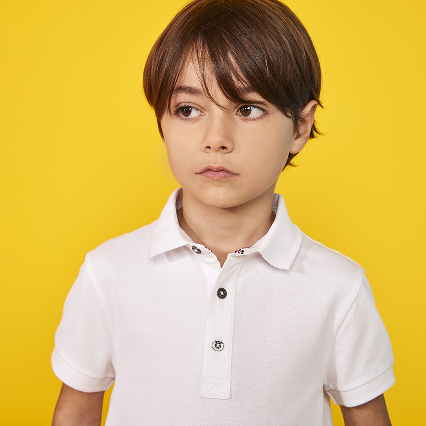 Polo manches courtes uni en coton piqué pour garçon 
