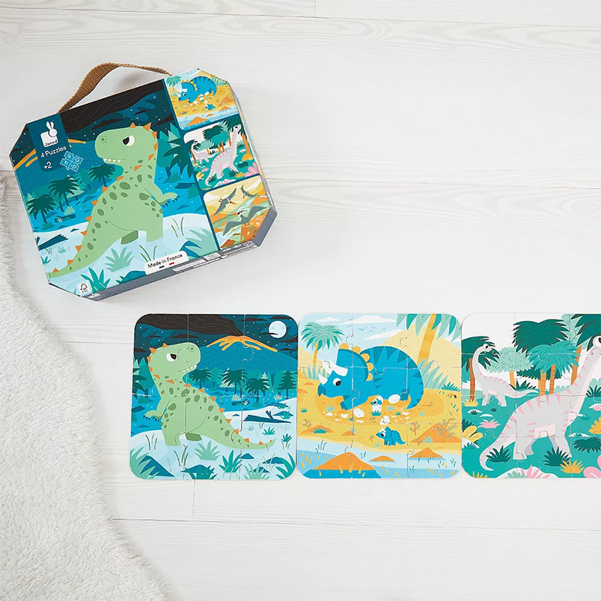 4 puzzles évolutifs dinosaures 6 à 16 pcs 