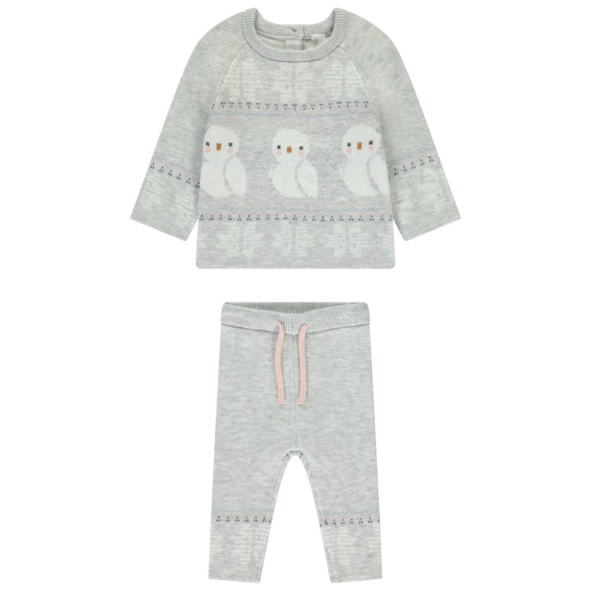 Ensemble pull + pantalon fantaisie neige pour bébé fille 