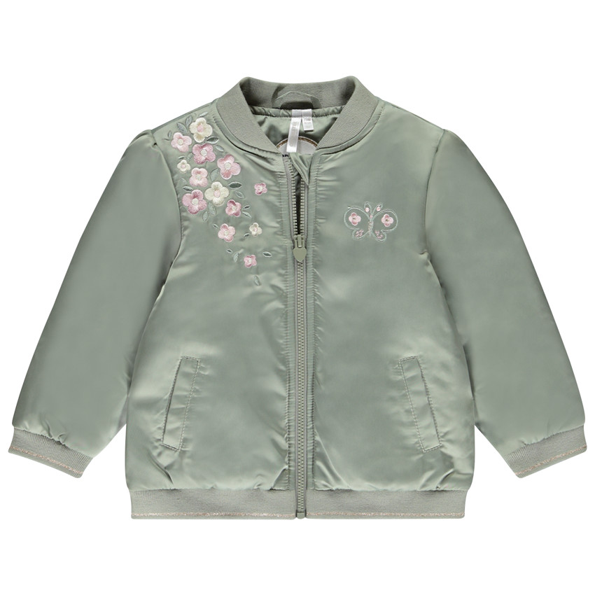 Bombers en satin avec broderies florales pour bébé fille 
