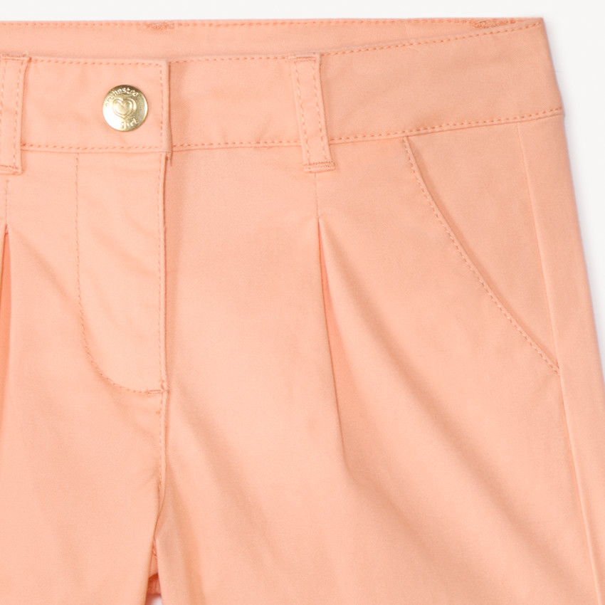 Short en twill uni effet pince pour fille 