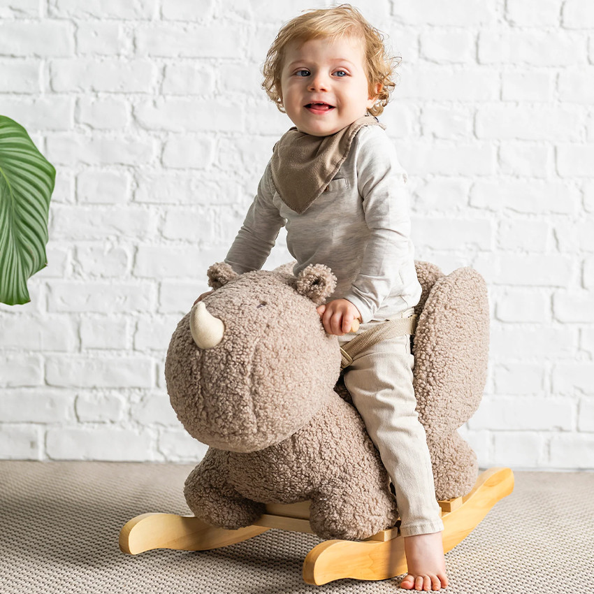 Animal à bascule - Teddy rhino - Taupe - 59 cm 