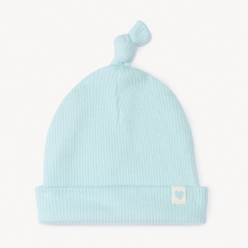 Bonnet de naissance côtelé effet noué pour bébé garçon 