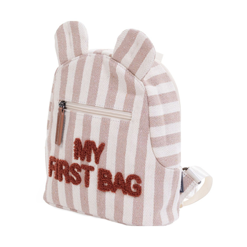 Sac à dos rayé My First Bag nude/terracotta 