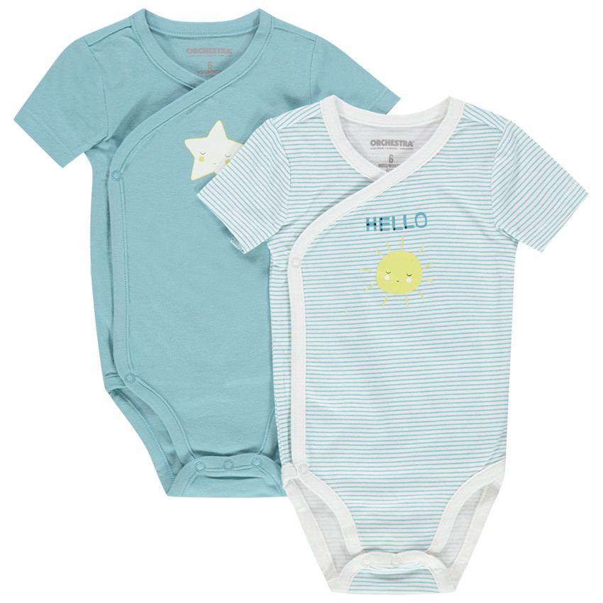 Lot de 2 bodies manches courtes print étoile et soleil 