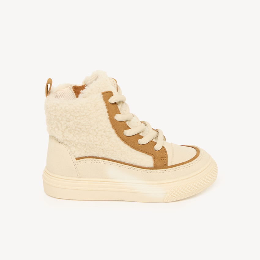 Enkellaars met schapenlook, rits en veters 