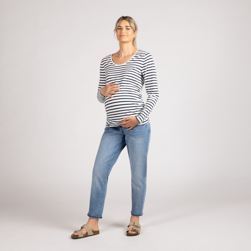 T-shirt manches longues de grossesse à rayures 