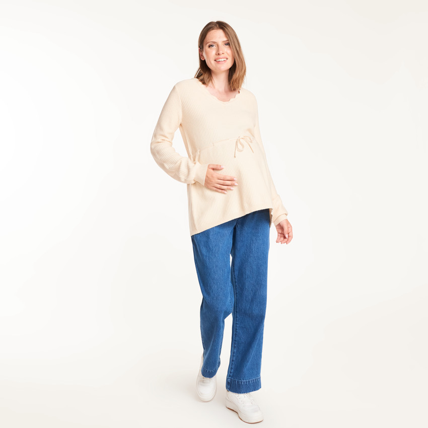 Pull maternité col V fantaisie 