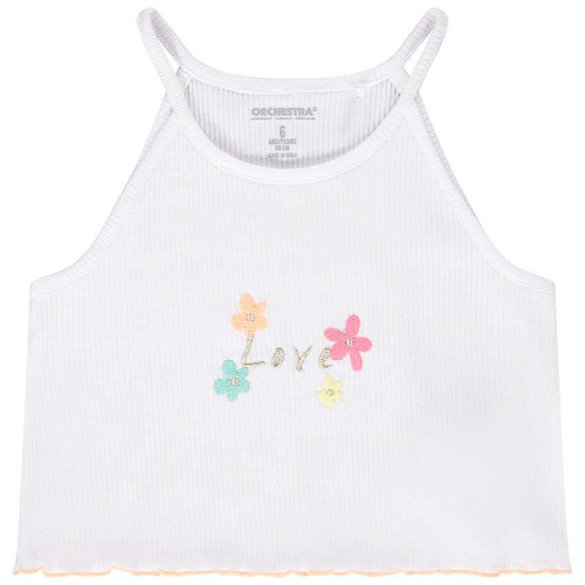 Topje met bretellen en borduren voor meisjes 