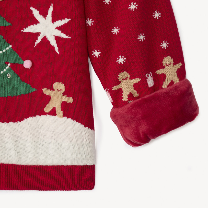Pull de Noël en tricot doublé sherpa pour fille 