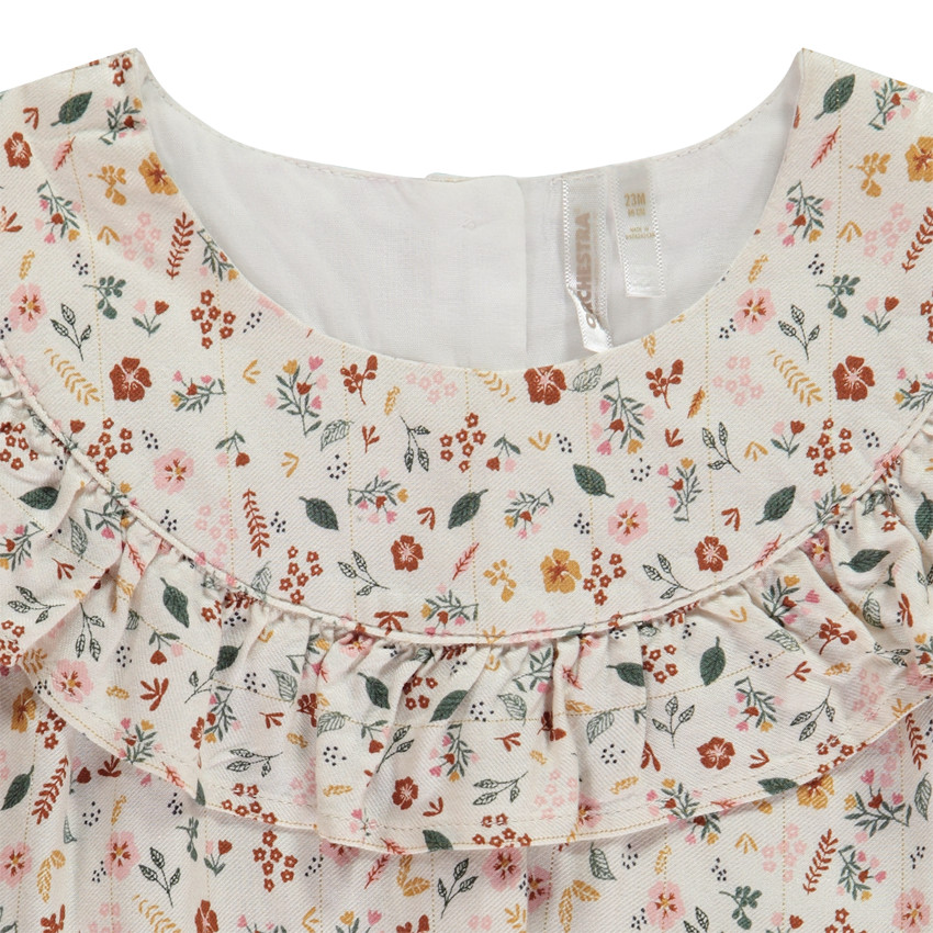 Ensemble tunique fleurie + caleçon uni beige pour bébé fille 