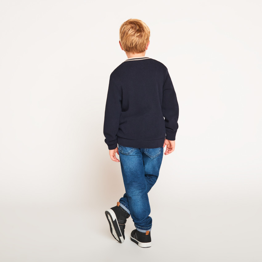 Vest in effen gebreid met ribbelafwerking voor jongen 