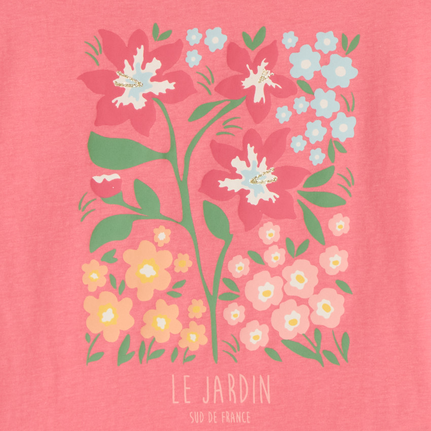 T-shirt met korte mouwen, oversized snit, met bloemenprint voor meisjes 