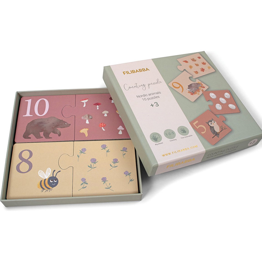 Set de 10 puzzles - Apprendre à compter - animaux Nordique 